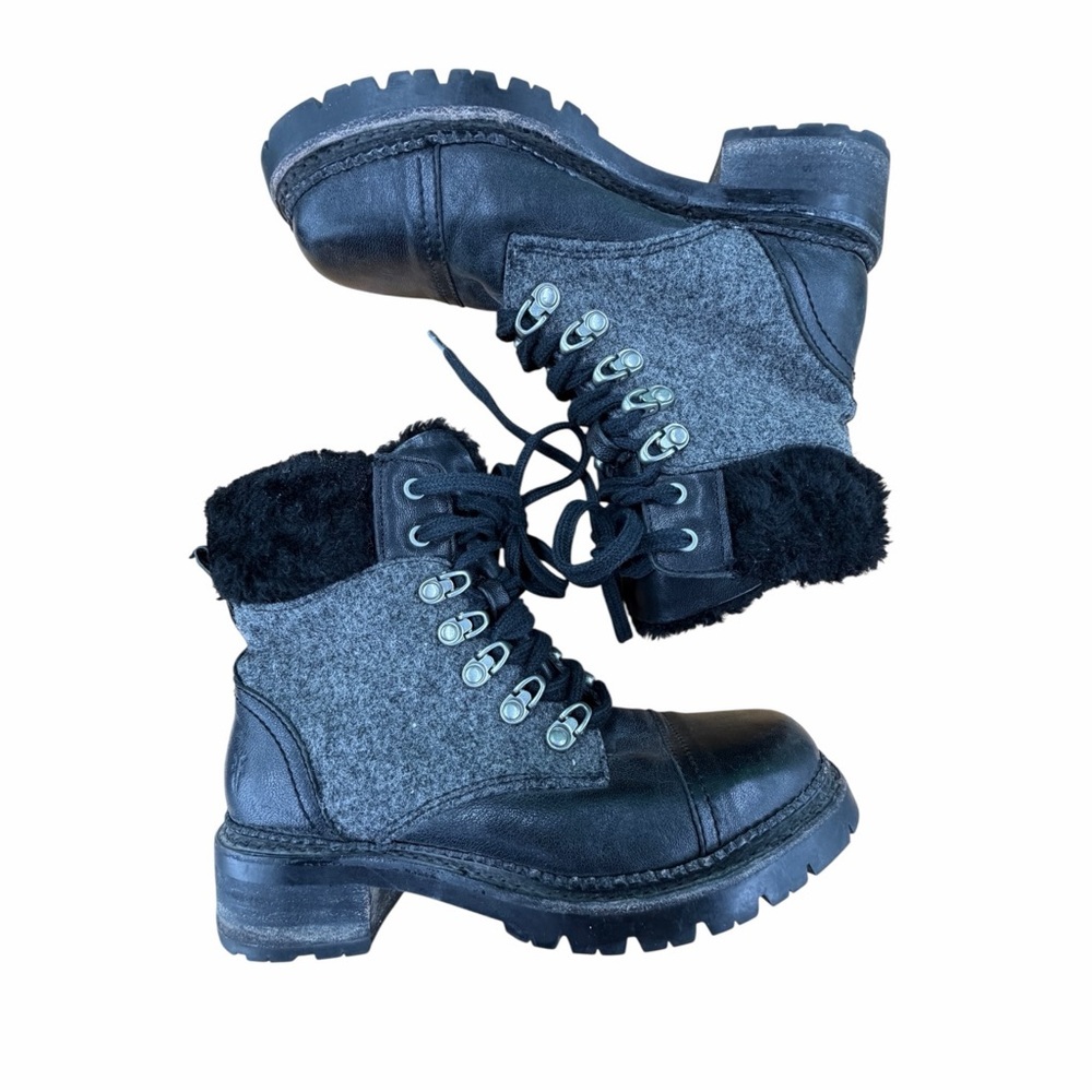Frye Black and Gray Combat Boots